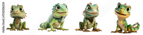 Meet the Adorable Animated Lizards Charming Characters with Expressive Eyes and Playful Poses Ready to Add a Touch of Whimsy and Fun to Your Next Project