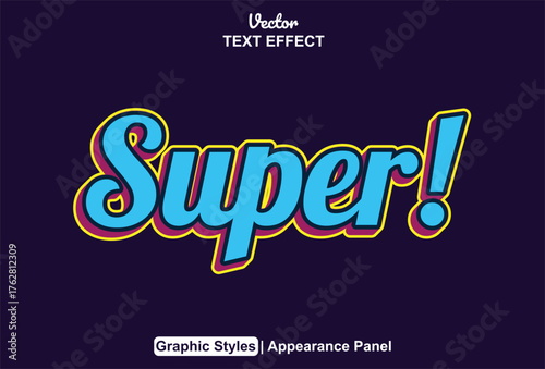 super text effect with 3d style blue color edited