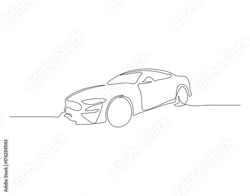 One continuous line drawing of  car. single line of vintage and modern car. super car illustration. editable outline