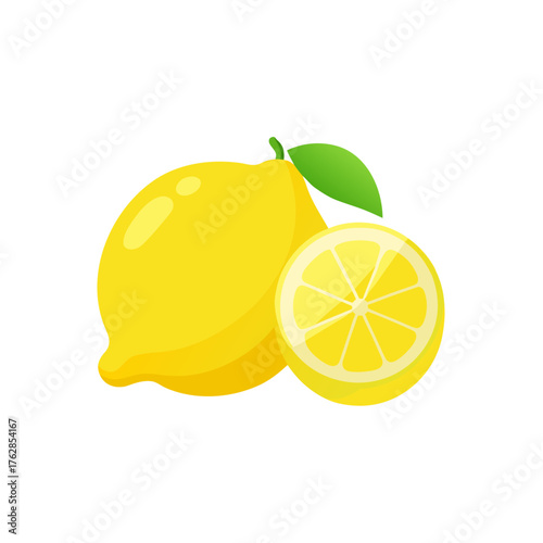 Lemon's Refreshing Zest: A vibrant composition showcasing a whole lemon alongside a juicy cut section. The fruit exudes a refreshing allure and captivating appeal.
