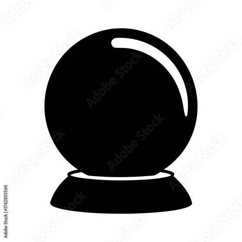 Black and white crystal ball for fortune telling divination and psychic readings illustration