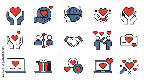 Charming valentine's day vector design with romantic elements and bold hearts