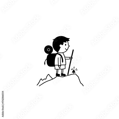 Explorer. Explorer simple black and white line art vector logo