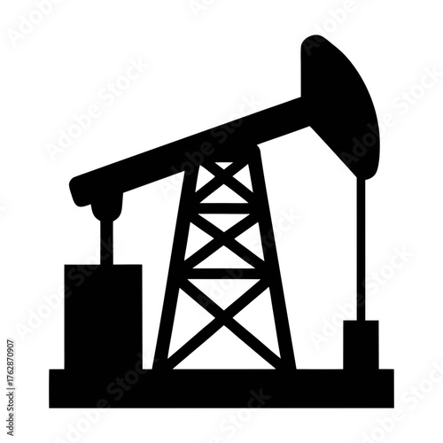 Oil pump jack silhouette vector illustration for petroleum industry energy production design