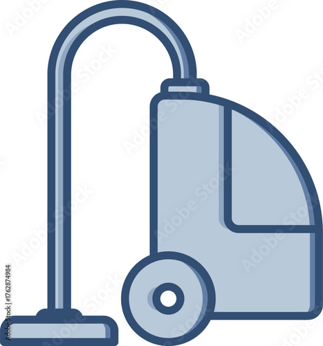 Vacuum cleaner vector icon with transparent background. Changeable blue color design.