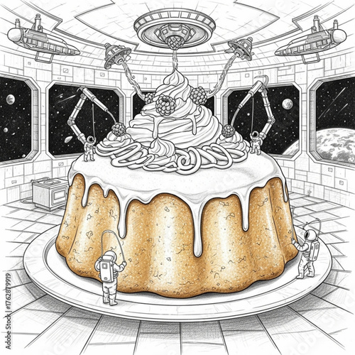 Cosmic Soufflé – Hand-Drawn Pencil Sketch Vector Illustration