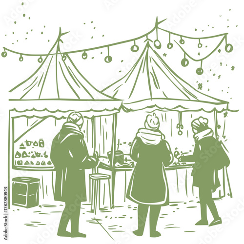 flat flat vector illustration of winter arts and crafts fairs