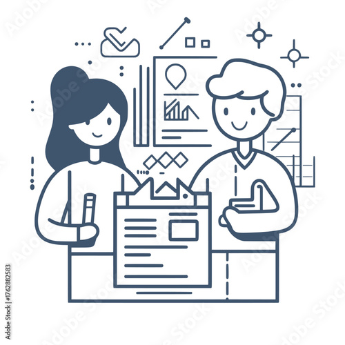 simple and minimal flat line art vector of information protection measures