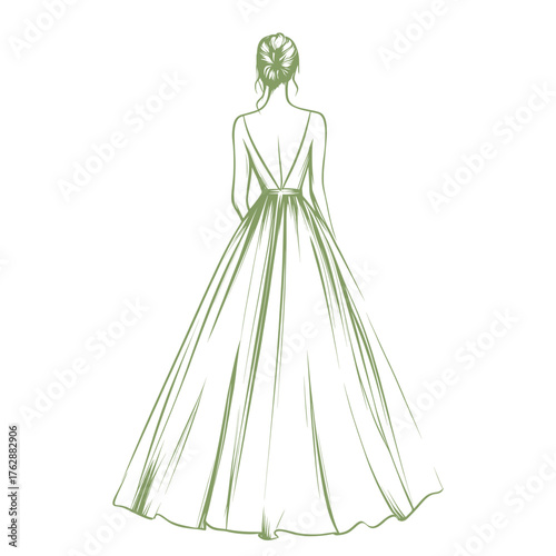 vector illustration in modern style of elegant maxi dress