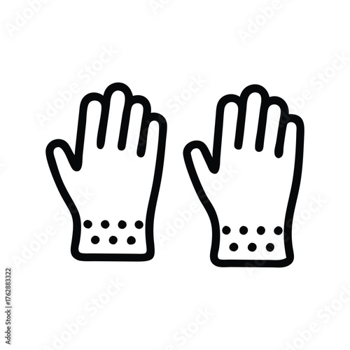 A pair of gloves with a dotted pattern around the wrist area