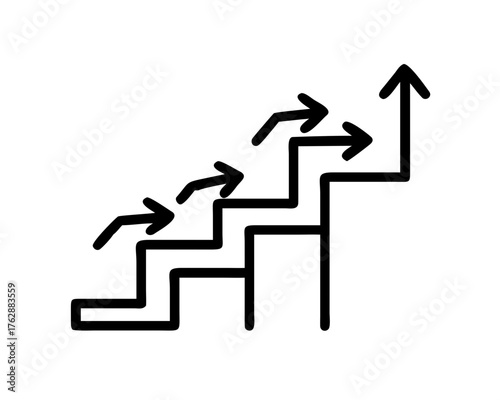 Staircase with arrows represents career growth