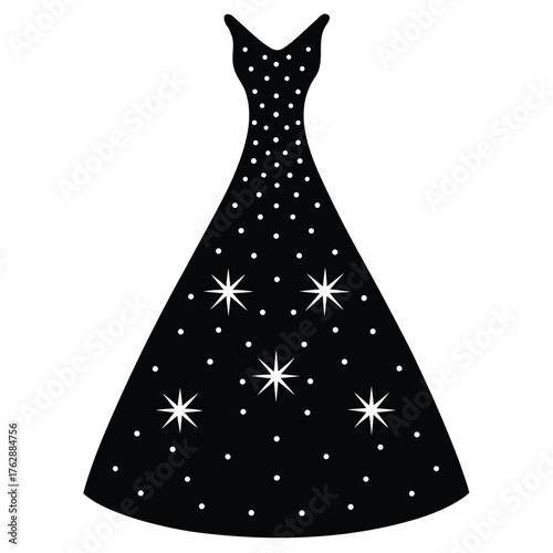 midnight blue snow sparkle gown vector icon