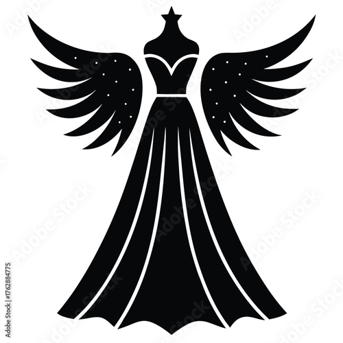 glittering angel wing gown vector icon