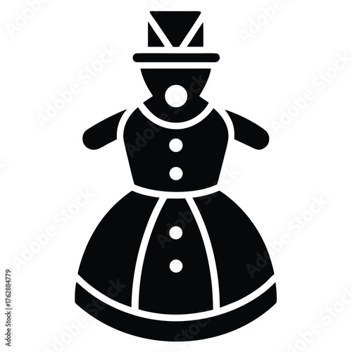 frosty snowman applique dress vector icon