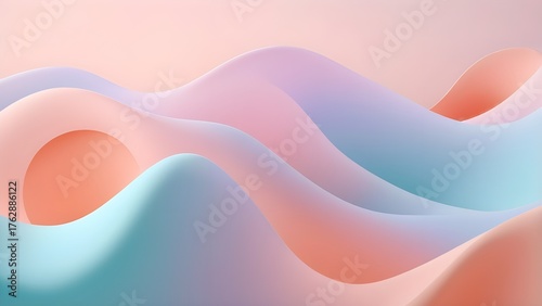 Abstract Ethereal Flow / Pastel Wave Forms / Fluid Coral Serenity