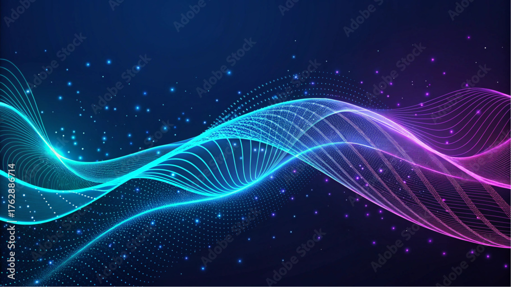 Fototapeta premium Neon Energy Wave Abstract Background