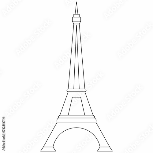 eiffel tower vector illustration. line art, thin line outline design for decoration,logo, symbol. eifel tower icon isolated white background.