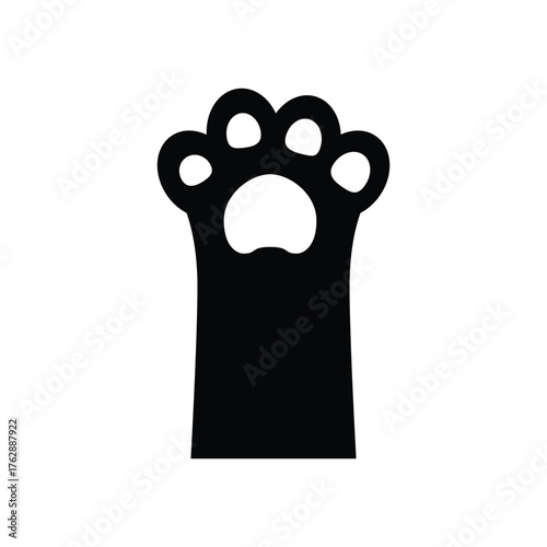 Black cat paw print five toes showing