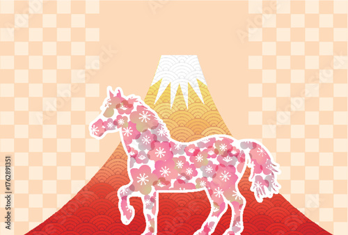 午　年賀状　干支　背景