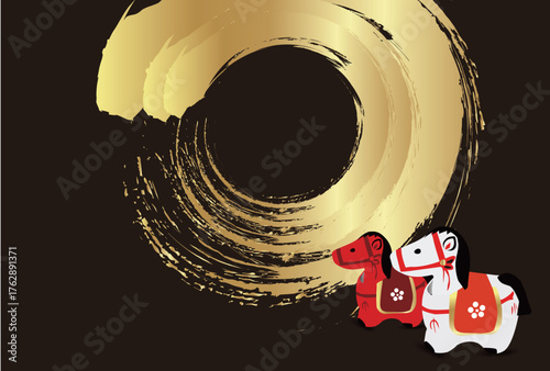 午　年賀状　干支　背景