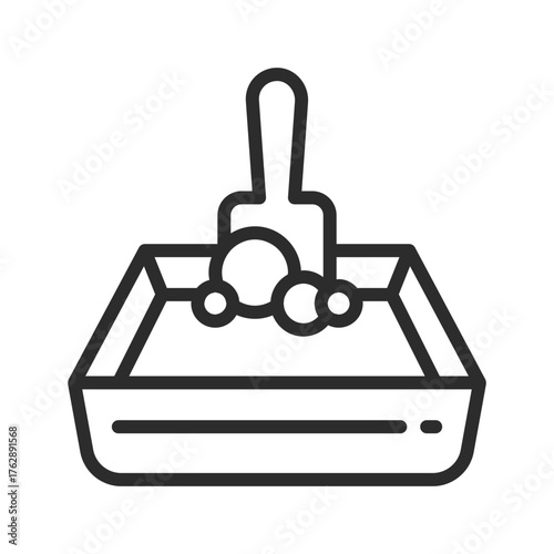 Litter box icon showing scoop waste clumps and box filled with litter