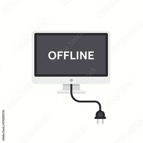 Clean flat icon of unplugged computer screen symbolizing right to disconnect