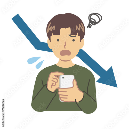 人物 下昇して悲しむ男性