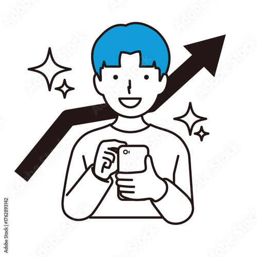 人物 上昇して喜ぶ男性