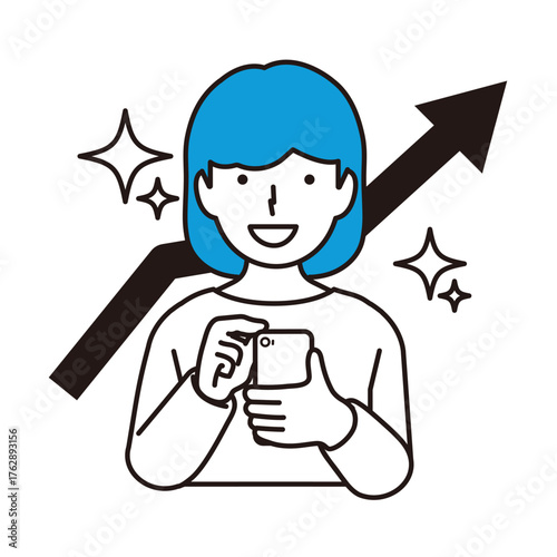 人物 上昇して喜ぶ女性