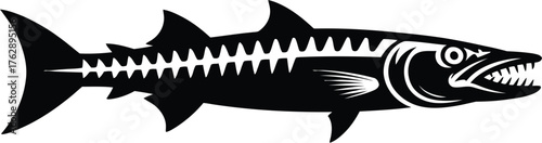 Barracuda Predator Fish Sharp Teeth Black Silhouette