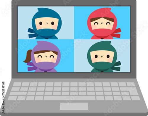 リモート会議する忍者