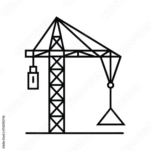 vector illustration of a crane construction tower crane industry metal sky building steel structure equipment blue architecture industrial house technology illustration
