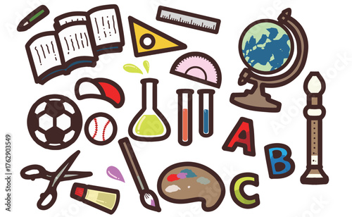 学校で使う教科のアイコンセット