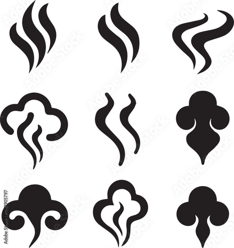 Smoke Steam Silhouette Vector, Smoke Steam Vector Bundle