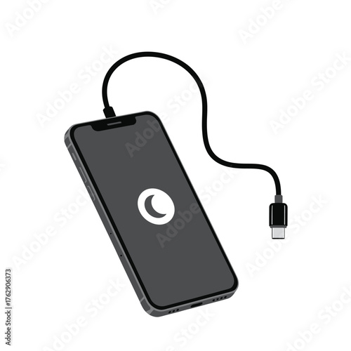 Flat style smartphone showing unplugged connection right to disconnect design