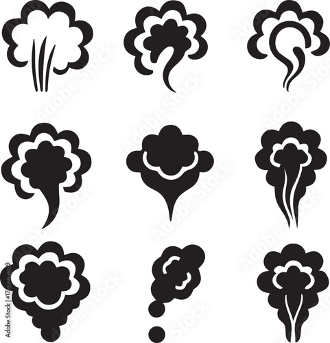 Smoke Steam Silhouette Vector, Smoke Steam Vector Bundle