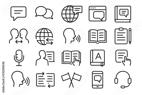 Set of communication icons on a transparent background  