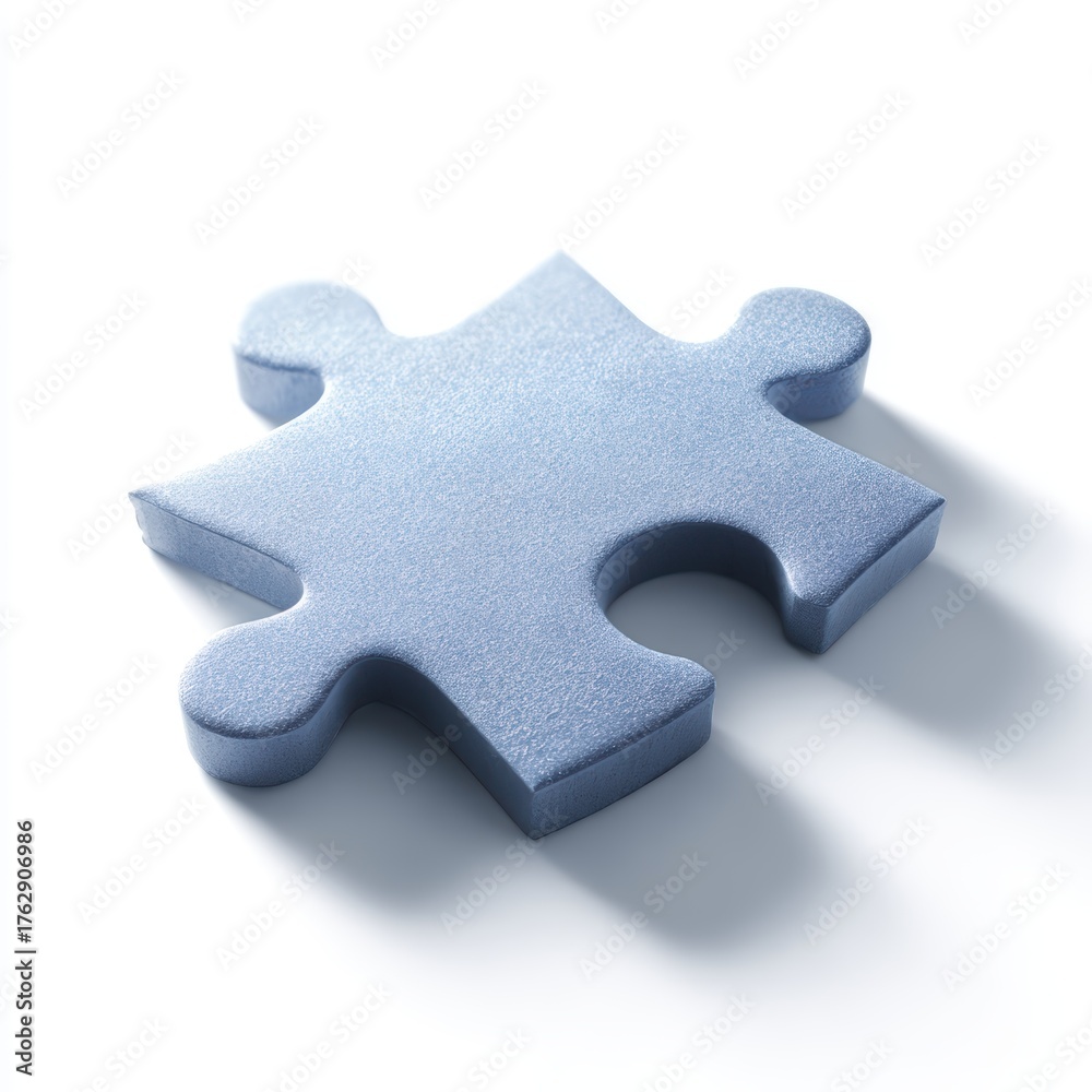 Fototapeta premium A puzzle piece, 3D, blue, solution concept, isolated