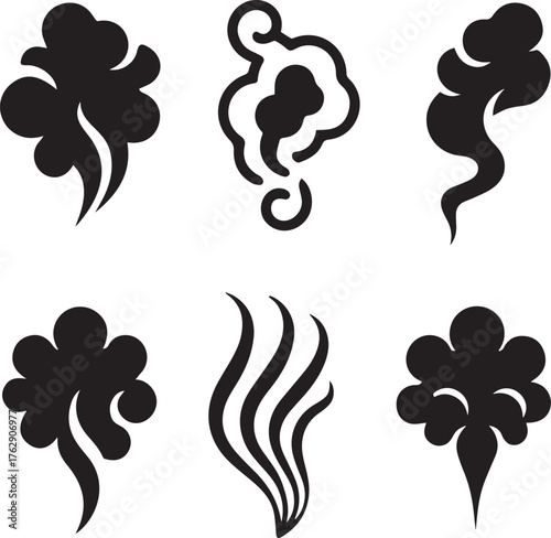 Smoke Steam Silhouette Vector, Smoke Steam Vector Bundle