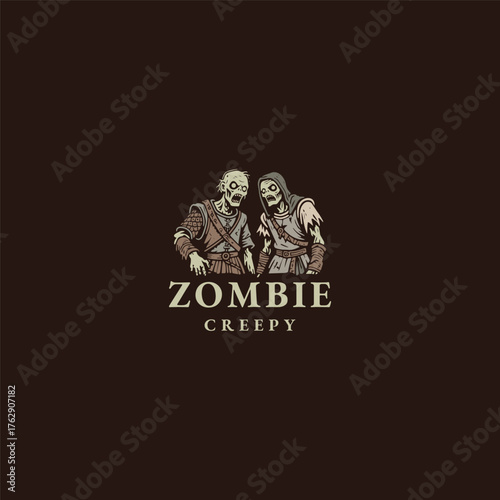Creepy zombie logo vector design template