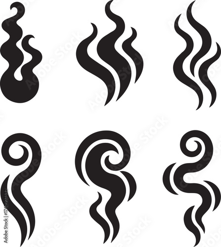 Smoke Steam Silhouette Vector, Smoke Steam Vector Bundle