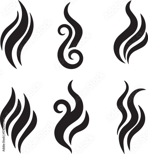Smoke Steam Silhouette Vector, Smoke Steam Vector Bundle