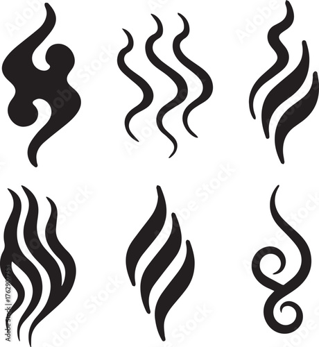 Smoke Steam Silhouette Vector, Smoke Steam Vector Bundle