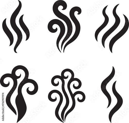 Smoke Steam Silhouette Vector, Smoke Steam Vector Bundle
