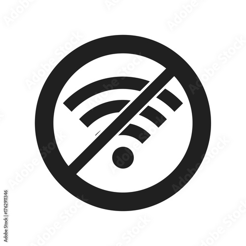 Flat design of crossed Wi-Fi signal inside circle right to disconnect