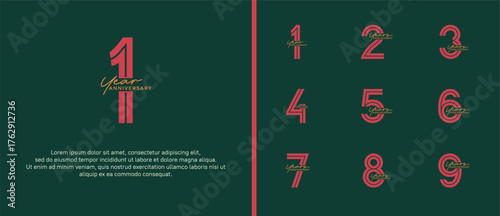 anniversary vector logo set, pink and orange color with handwriting can be use for celebration