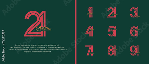 anniversary vector logo set, pink and orange color with handwriting can be use for celebration