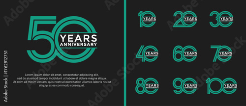 anniversary vector logo set, green color can be use for celebration