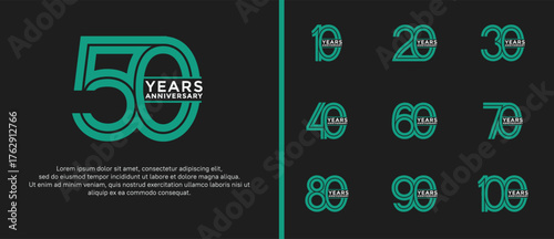 anniversary vector logo set, green color can be use for celebration