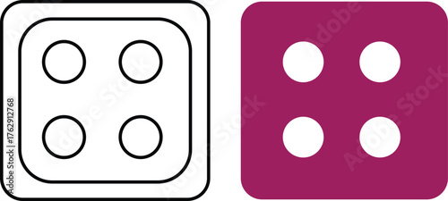 Four spot dice illustration concept for games and probability design
